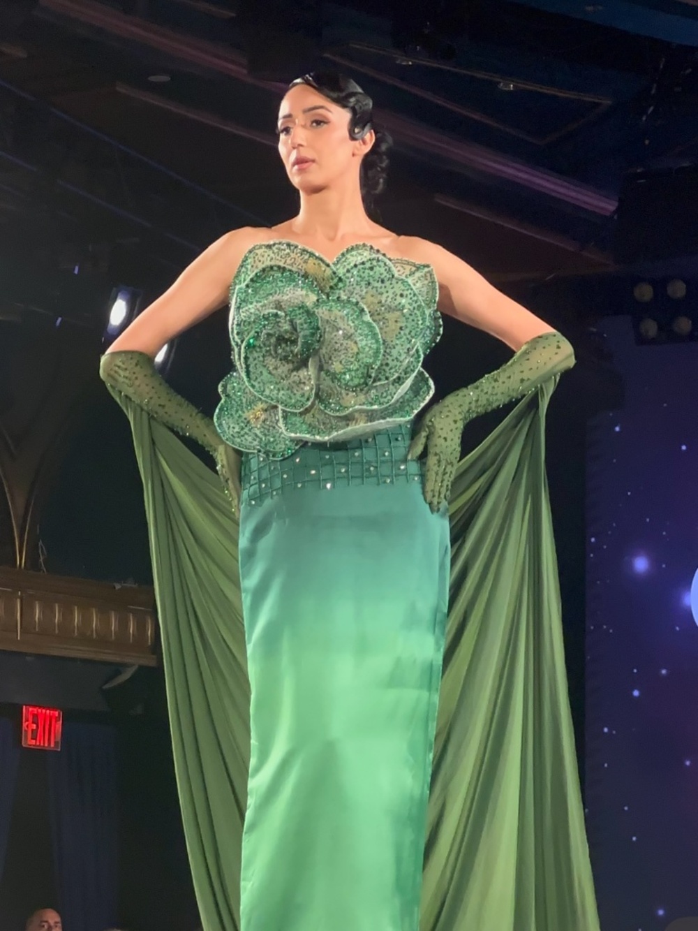 Emerald Green Couture Gown | Hand-Embellished Statement Dress